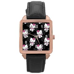 Hello Kitty, Pattern, Supreme Rose Gold Leather Watch  by nateshop