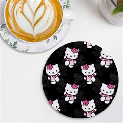 Hello Kitty, Pattern, Supreme Uv Print Round Tile Coaster by nateshop