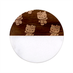 Hello Kitty, Pattern, Supreme Classic Marble Wood Coaster (round)  by nateshop