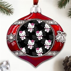 Hello Kitty, Pattern, Supreme Metal Snowflake And Bell Red Ornament by nateshop