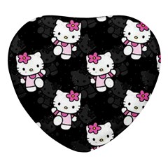 Hello Kitty, Pattern, Supreme Heart Glass Fridge Magnet (4 Pack) by nateshop