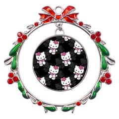 Hello Kitty, Pattern, Supreme Metal X mas Wreath Ribbon Ornament by nateshop