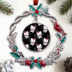 Hello Kitty, Pattern, Supreme Metal X mas Wreath Holly Leaf Ornament by nateshop