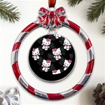 Hello Kitty, Pattern, Supreme Metal Red Ribbon Round Ornament Front