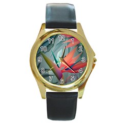 Beauty, Flowers, Green, Huawei Mate Round Gold Metal Watch by nateshop