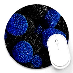 Berry, One,berry Blue Black Round Mousepad by nateshop