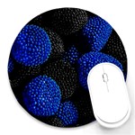 Berry, One,berry Blue Black Round Mousepad Front