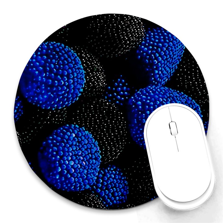 Berry, One,berry Blue Black Round Mousepad