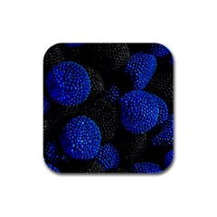 Berry, One,berry Blue Black Rubber Square Coaster (4 Pack) by nateshop