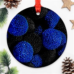 Berry, One,berry Blue Black Round Ornament (two Sides)