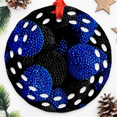 Berry, One,berry Blue Black Round Filigree Ornament (two Sides) by nateshop