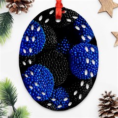 Berry, One,berry Blue Black Oval Filigree Ornament (two Sides) by nateshop