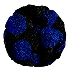 Berry, One,berry Blue Black Large 18  Premium Flano Round Cushions by nateshop