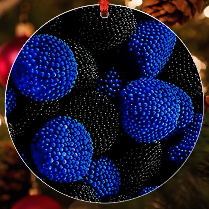 Berry, One,berry Blue Black UV Print Acrylic Ornament Round