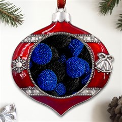 Berry, One,berry Blue Black Metal Snowflake And Bell Red Ornament by nateshop