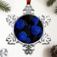 Berry, One,berry Blue Black Metal Small Snowflake Ornament by nateshop