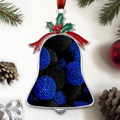 Berry, One,berry Blue Black Metal Holly Leaf Bell Ornament by nateshop