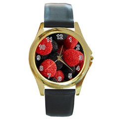 Berry,curved, Edge, Round Gold Metal Watch by nateshop