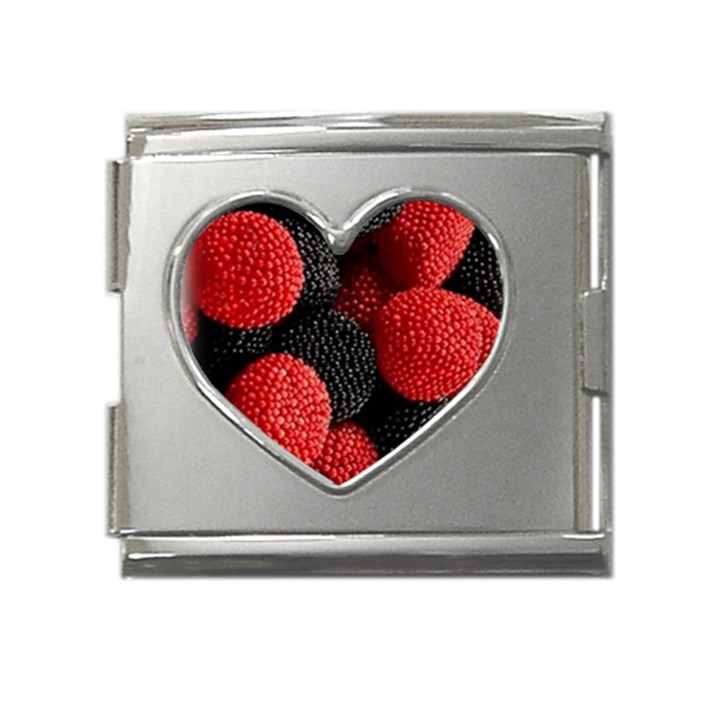 Berry,curved, Edge, Mega Link Heart Italian Charm (18mm)