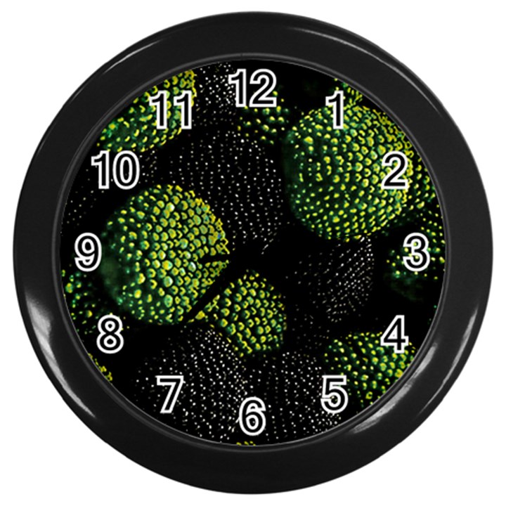 Berry,note, Green, Raspberries Wall Clock (Black)