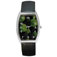 Berry,note, Green, Raspberries Barrel Style Metal Watch by nateshop