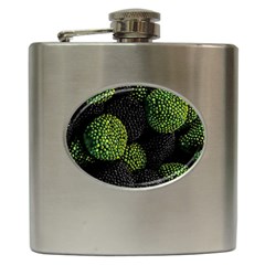 Berry,note, Green, Raspberries Hip Flask (6 Oz) by nateshop