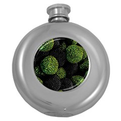 Berry,note, Green, Raspberries Round Hip Flask (5 Oz) by nateshop