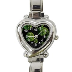 Berry,note, Green, Raspberries Heart Italian Charm Watch by nateshop