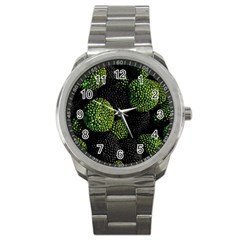 Berry,note, Green, Raspberries Sport Metal Watch by nateshop