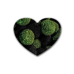 Berry,note, Green, Raspberries Rubber Coaster (heart) by nateshop