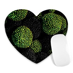 Berry,note, Green, Raspberries Heart Mousepad by nateshop