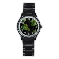 Berry,note, Green, Raspberries Stainless Steel Round Watch by nateshop