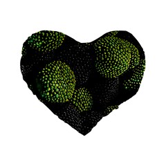 Berry,note, Green, Raspberries Standard 16  Premium Flano Heart Shape Cushions by nateshop