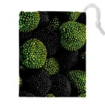 Berry,note, Green, Raspberries Drawstring Pouch (4XL) Front