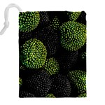 Berry,note, Green, Raspberries Drawstring Pouch (4XL) Back