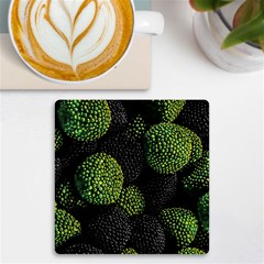 Berry,note, Green, Raspberries Uv Print Square Tile Coaster  by nateshop