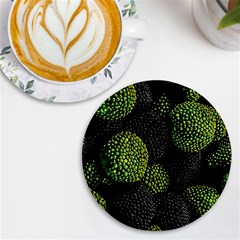 Berry,note, Green, Raspberries Uv Print Round Tile Coaster by nateshop