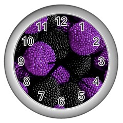 Berry,raspberry, Plus, One Wall Clock (silver) by nateshop