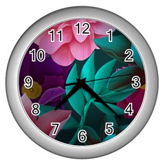 Eaves, Mate, Pink, Purple, Stock Wall Wall Clock (silver) by nateshop