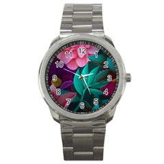 Eaves, Mate, Pink, Purple, Stock Wall Sport Metal Watch by nateshop