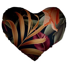 Flowers, Green, Hold, Huawei Large 19  Premium Heart Shape Cushions by nateshop