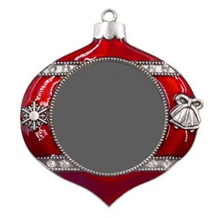 Gray, Color, Background, Monochrome, Minimalism Metal Snowflake And Bell Red Ornament by nateshop