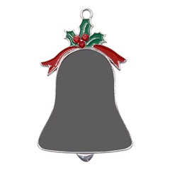 Gray, Color, Background, Monochrome, Minimalism Metal Holly Leaf Bell Ornament by nateshop