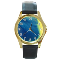 Plus, Curved Round Gold Metal Watch by nateshop