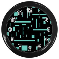 Rectangles, Cubes, Forma Wall Clock (black) by nateshop