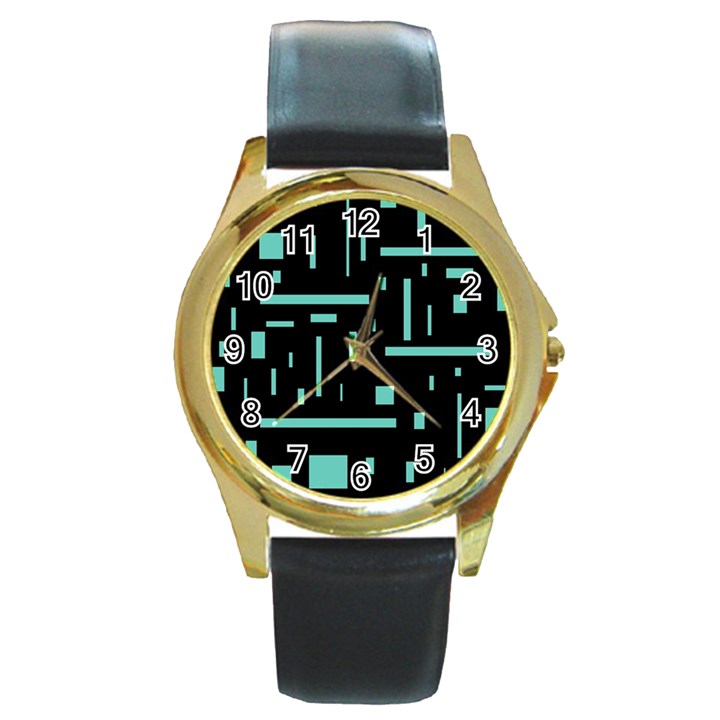 Rectangles, Cubes, Forma Round Gold Metal Watch