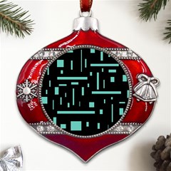 Rectangles, Cubes, Forma Metal Snowflake And Bell Red Ornament by nateshop