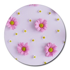 Springpurple Flower On A Purple Background Round Mousepad by nateshop