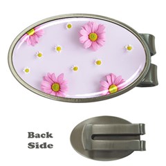 Springpurple Flower On A Purple Background Money Clips (oval)  by nateshop