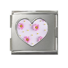 Springpurple Flower On A Purple Background Mega Link Heart Italian Charm (18mm) by nateshop